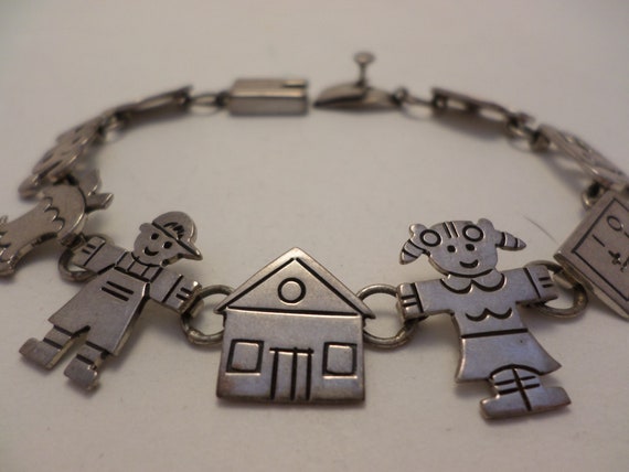 Vintage Sterling 950 Mexico teachers children ABC 123 bracelet