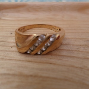 Vintage 1980&#39;s gold overlay sterling ring cz&#39;s set in double row size 9