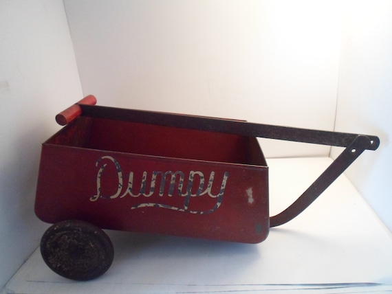 Antique Steel Dumpy Toy Pull Car Pedal Car Tow Trailer Garden Decor Cottage Farm House Chic One of A Kind 10" x 8" x 7"hi Man Cave She Shed