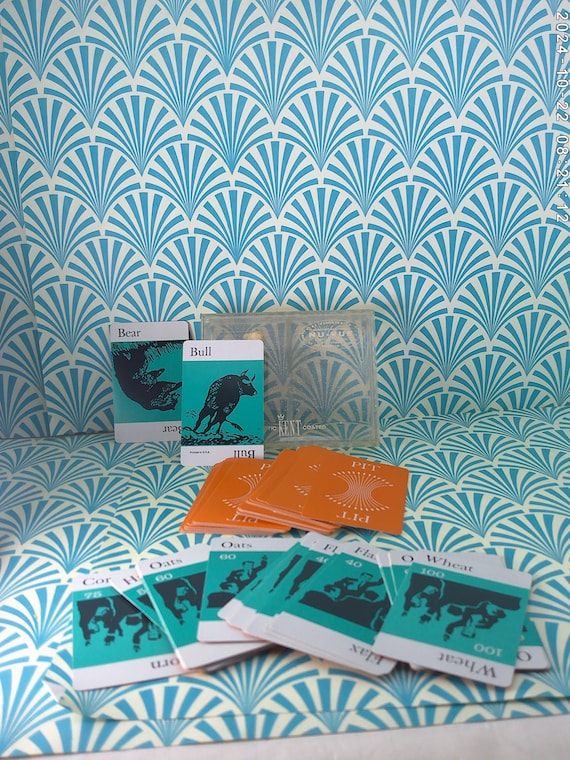 rare Vintage 50's-60's cards from PIT ( Parker Brothers) game in glitter embedded card box