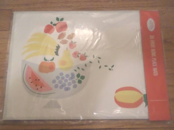 New unopened 60's KVP purity paper placemats MOD fruitbowl cubist chic 30 pages