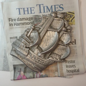 Antique Deco stone paperweight for Newspaper or newspaper stand SHIP Very rare