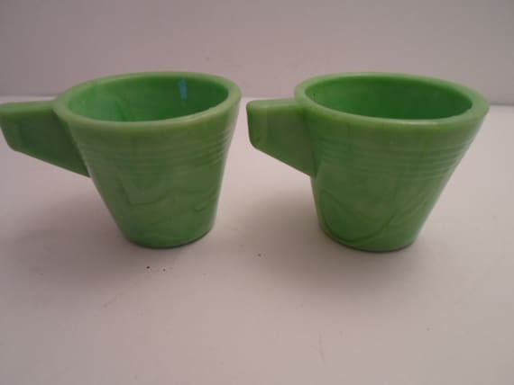 Art Deco Arko Agate2 Child or Doll Cups Original Green Collect or Re purpose Mini Cup Decorate Cottage Chic Not a Reproduction