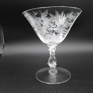 1 Cambridge Wildflower Clear Low Sherbert/Cocktail Glass 4.75&quot; 1940&#39;s