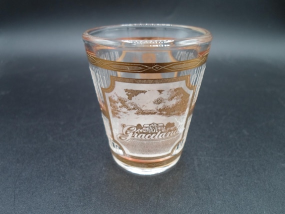 Vintage Elvis Presley Graceland Culver Shot Glass Gold Leaf Trim Very Cool