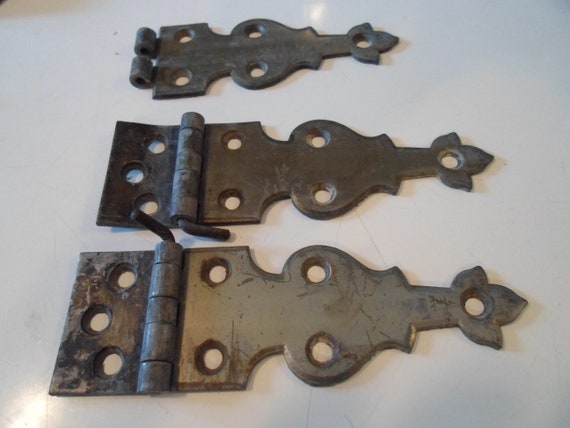 Vintage Antique 3 Hinges for Ice Box or Kitchen Utility Cabinet As Is 4.50"l x 1.90" w