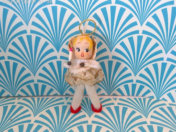 Vintage 50's Shiny Brite Christmas ornament pipe cleaner arms angel sweet