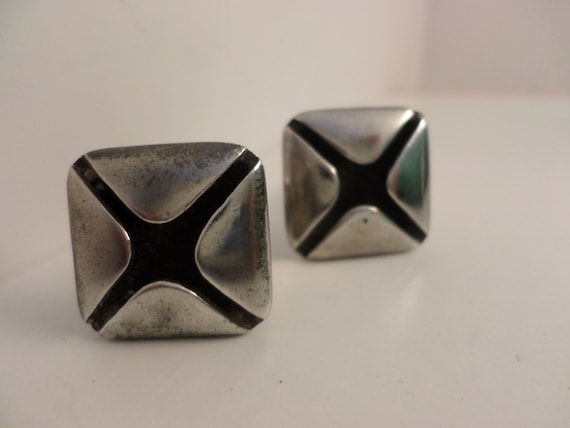 Vintage Sigi Taxco Silver cufflinks square Mid-Century Mod design