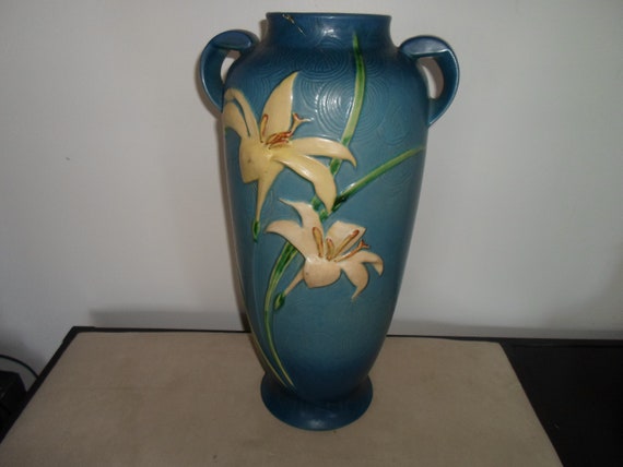 Antique Roseville Zepher Lily Large Floor Vase 142 18 Etsy