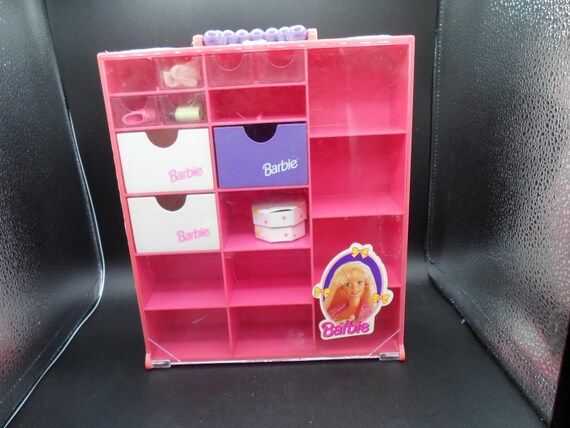 Vintage Barbie Closet Accessory Shoe Hard Plastic Case 1993 Mattel with Some Accessories Tara Toys