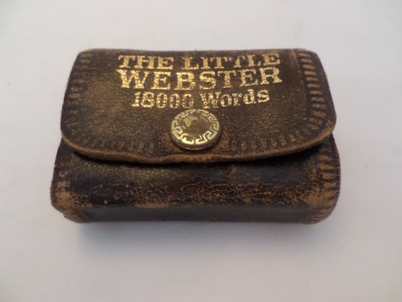 vintage 1800 words little Webster dictionary leather bound snap front. made in Germany