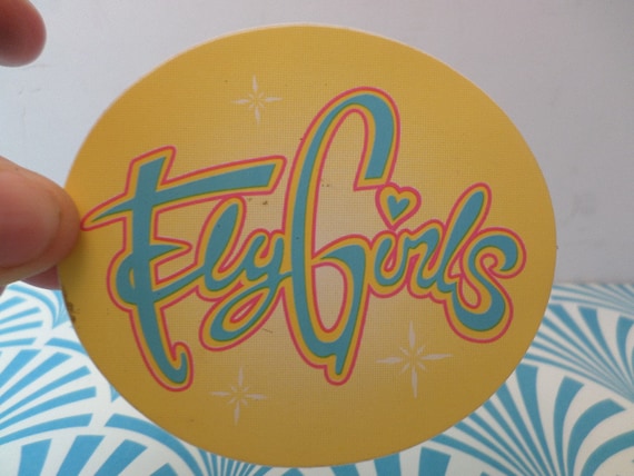 vintage 90's Black Flys yellow Fly Girls vinyl sticker sunglasses skater trend