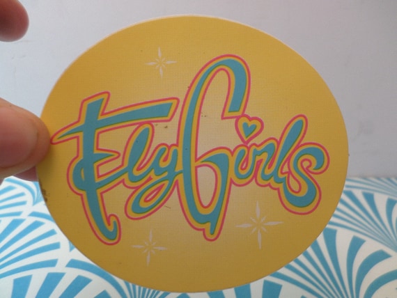 vintage 90's Black Flys yellow Fly Girls vinyl sticker sunglasses skater trend