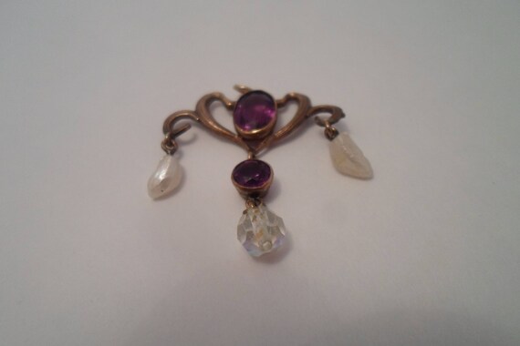 Antique Victorian Edwardian Amethyst Freshwater Pearl Pendant Tear Drop