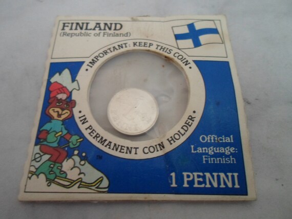 Vintage Finland Coin in Holder 1 Penni