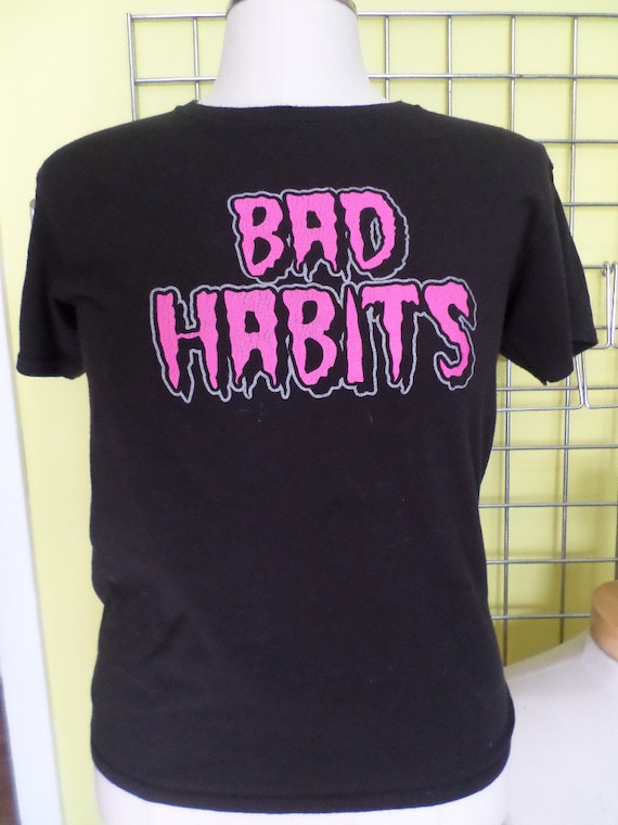 Neema California label punk band shirt Bad Habits hot pink black size S USA