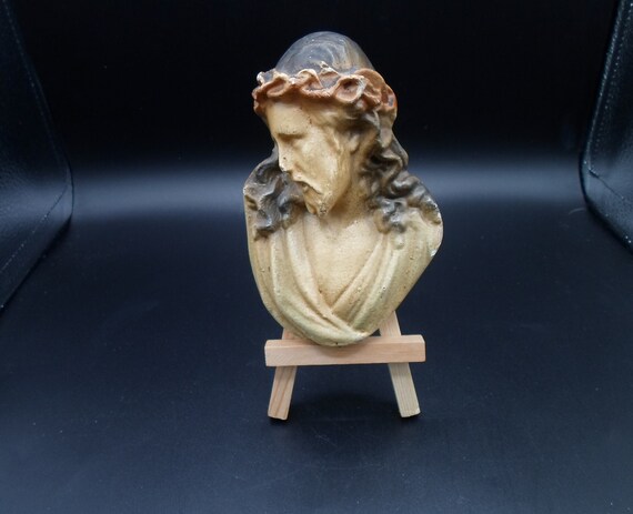 Antique Vintage Jesus Mini Wall Plaque 4. 50"x 3.50" Rare in this Small Size 1940's Convent Find note mini dings