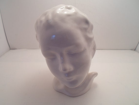 Art Deco Glazed Ceramic Young Child Head Bust Decorator Chic City Cool Stunning Glaze