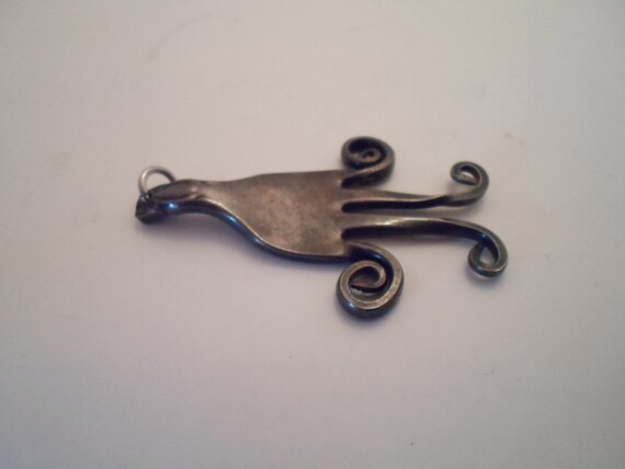 Mid Century Jewelry Art Fork Pendant Charm Adorab… - image 5