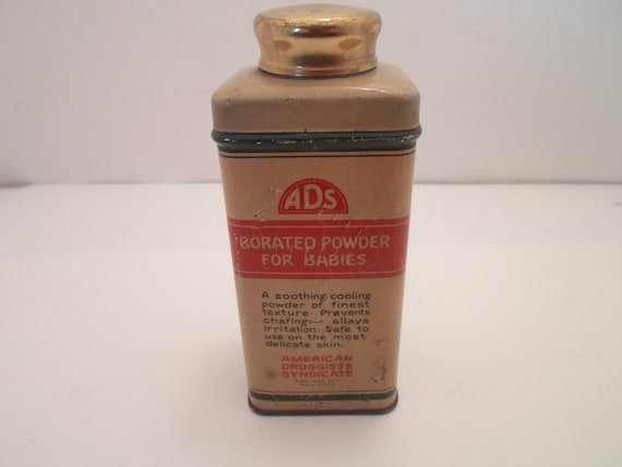 Vintage Talc Tin Borated Powder for Baby Tin American Druggist Syndicate New York Beautiful Full.