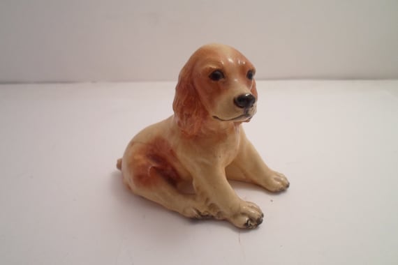 Morten's Studio Sitting Spaniel Puppy Dog 1950's Man's Best Friend Adorable Loving Animal Signed Very Good Holiday gift