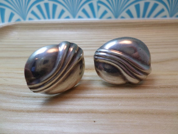 Vintage 90's Sterling silver clip earrings chunky smooth