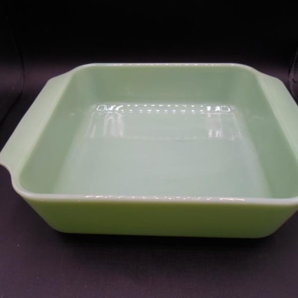 Vintage Jadeite Fire King Brownie Pan 8"x 8" Anchor embossed mark Signed