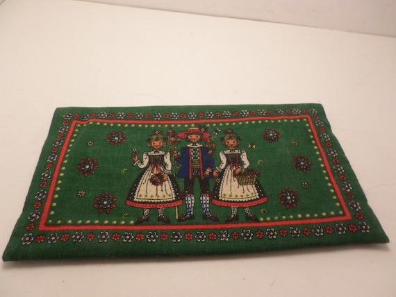 Vintage Kolf Austrian German Folk Art cloth wallet coupon holder