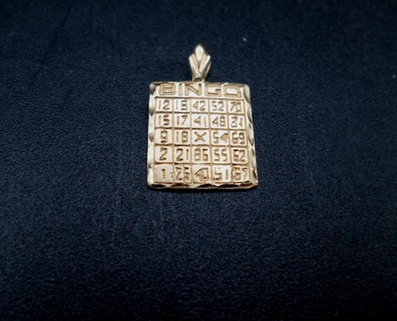 Vintage Bingo Card Charm 14k Gold on Sterling Silver 1980's Cutie nice for bracelet or chain