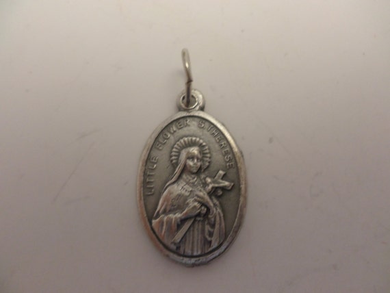 Vintage St. Therese Little Flower Catholic Italy charm Therese of Lisieux keeper of the garden