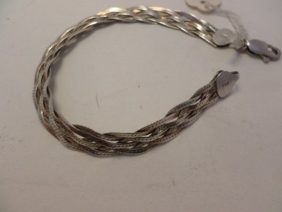 Vintage Sterling Silver 80' 6 Rope Braided Bracelet 925 Italy FAS