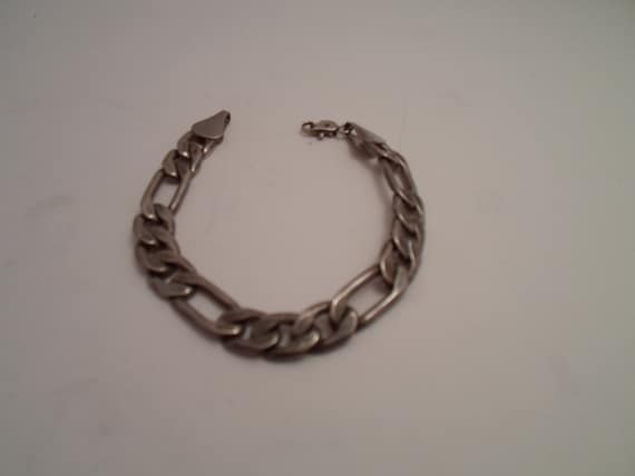 Vintage Heavy Chain Link Sterling Silver Bracelet Marked 925 Chunky Industrial Flat link Rugged and Cool Unisex
