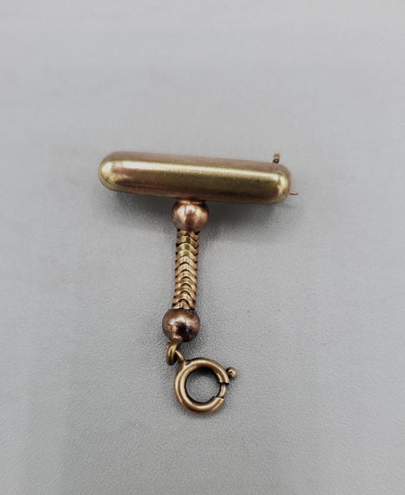 Vintage Lapel Watch Pin Holder Art Deco Gold tone Antique to hold Watch Clock or Charm   Suit Dress Pin