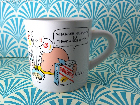 Vintage 1984 Ceramic Mug Ziggy the lovable cartoon man Have a Nice Day Snap Crackle Pop nice diner mug Tom Wilson cartoonist