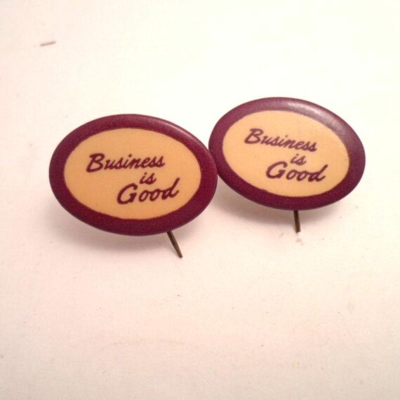 Business is Good Vintage Advertising Buttons Panama Beaver Typewriter Ribbons 1950's