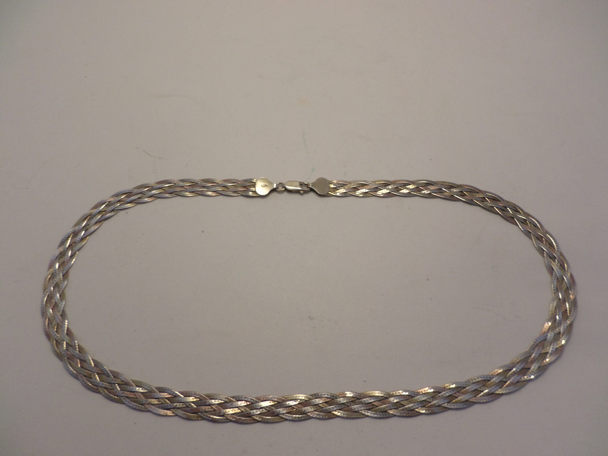 Vintage 6 rope braided Sterling silver necklace Made in Italy 925 FAS