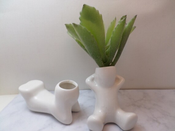 pair of mini pop art planters or budvases vintage 90's