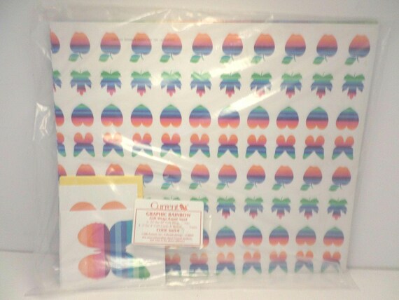 Deadstock PRIDE unopened 1983 Vintage rainbow wrapping apple butterfly heart current WOW!