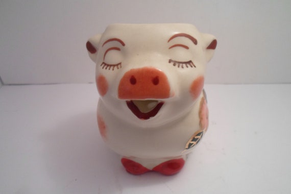 Antique Vintage Shawnee Smiley Pig Pitcher with Gold Trim excellent condition 5" Milk or Cream Farm to Table Ready Hard to Find Eyebrows