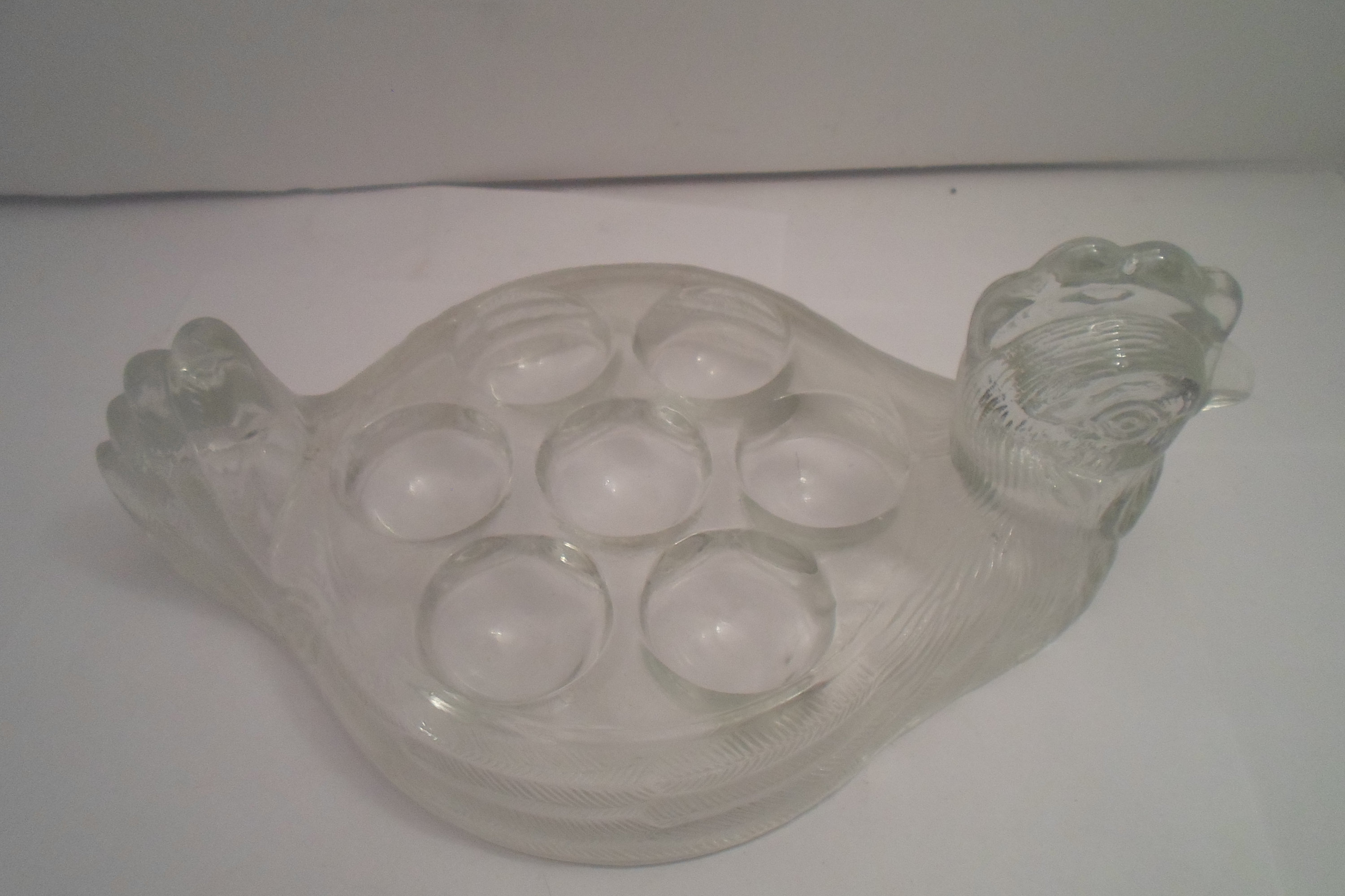 Antique Glass Hen Chicken For Eggs Deviled Eggs Farm House Cottage