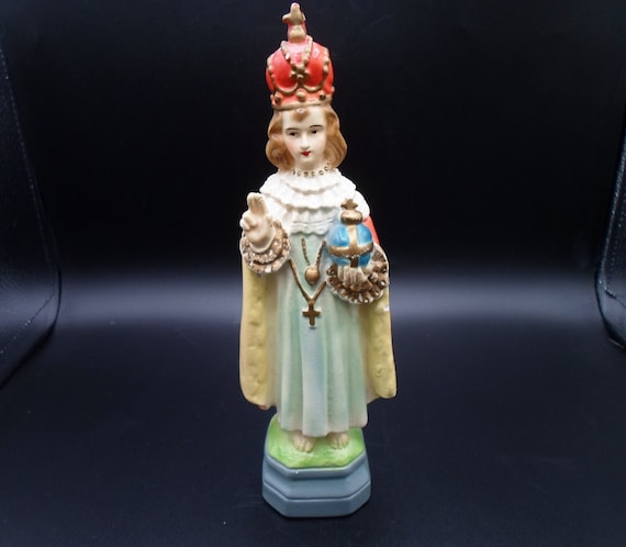 Vintage Child Jesus Chalkware Statue Infant of Prague Chalkware #1153 Magnificent Colors