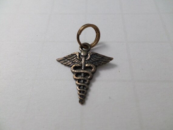 vintage 50's sterling silver Doctor Medical symbol charm half inch