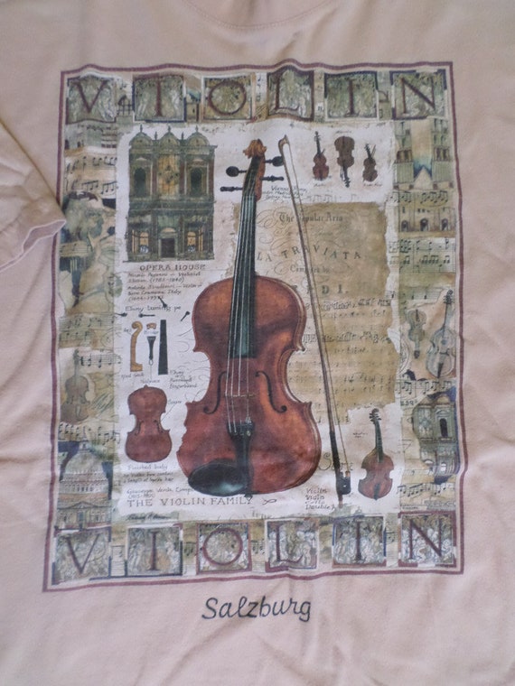 Vintage Salzburg Violin t shirt tan size L B&C la… - image 2