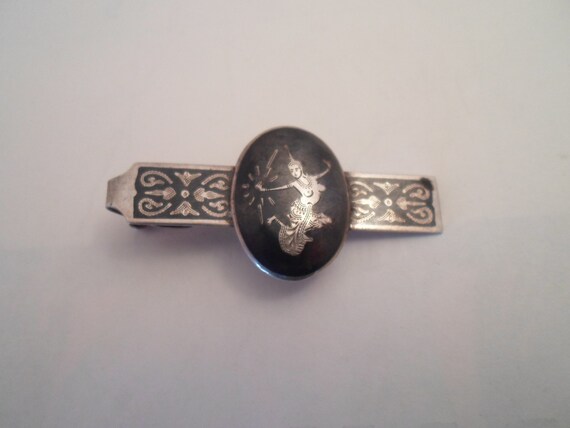 Vintage Sterling Silver made in Siam Tie Bar Tie Clasp Chic Design Unisex Cool