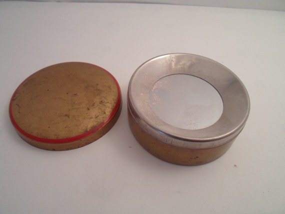 Antique Art Deco Powder Case Compact with Auto Loose Powder Dispenser 3" Metal Case and Lid Hard To Find Item Vanity Chic