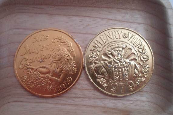 Vintage 1979 Mardi Gras Doubloon Coins King of Carnivals and Henry VIII  2 Original New Orleans Souvenir