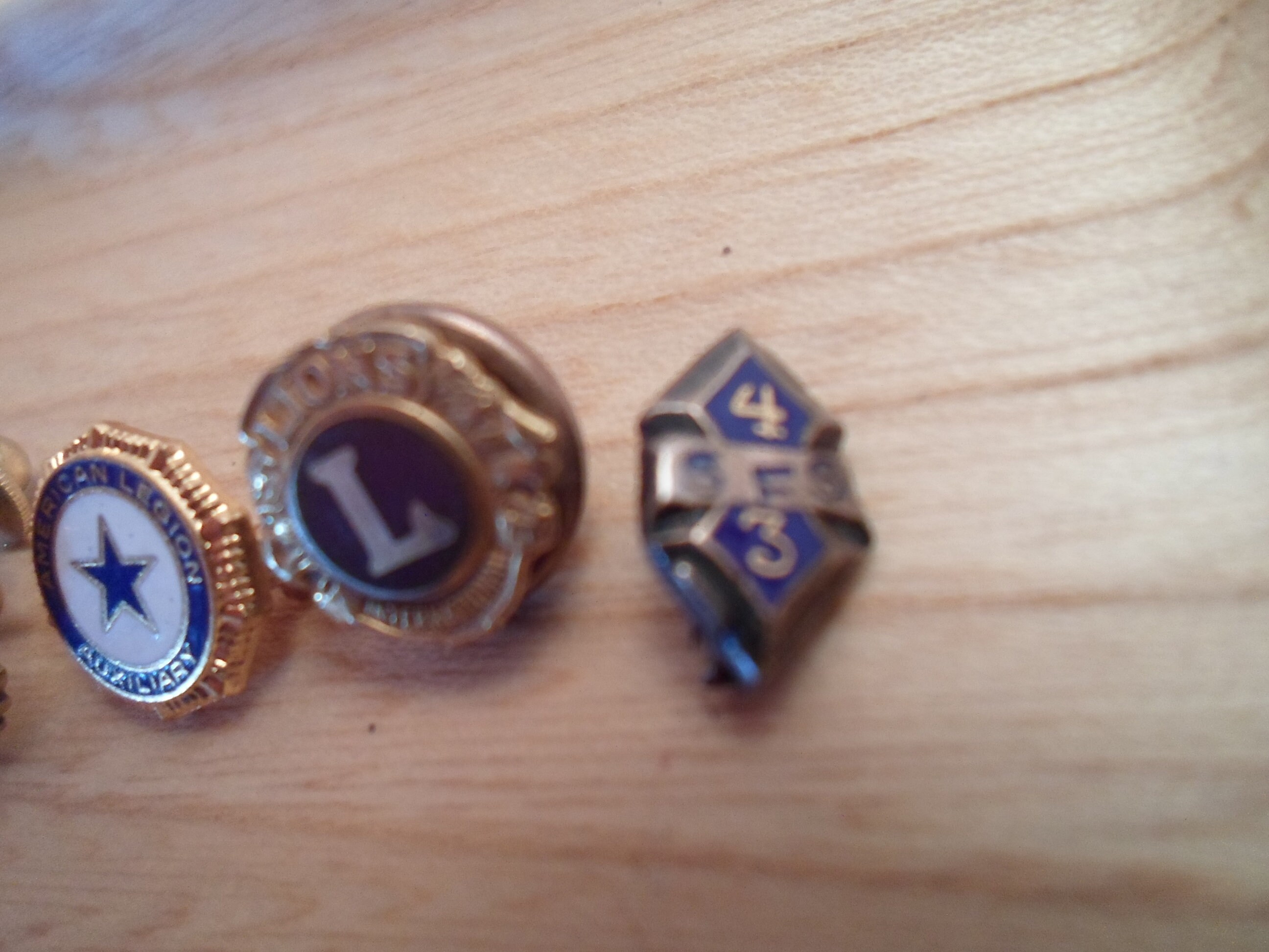 Vintage Mini Enamel 4 Pins Lions Club Masonic American Legion SFS 1943
