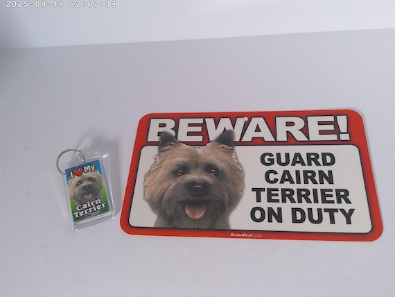 Cairn Terrier on Duty I love my dog sign and keychain set pet shop close out
