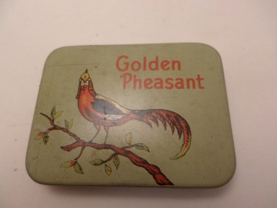 Vintage Golden Pheasant condom tin, Prophylactics box