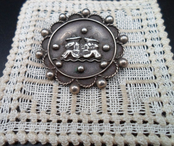 Vintage Sterling Silver Hombre Siesta Pin Brooch … - image 1